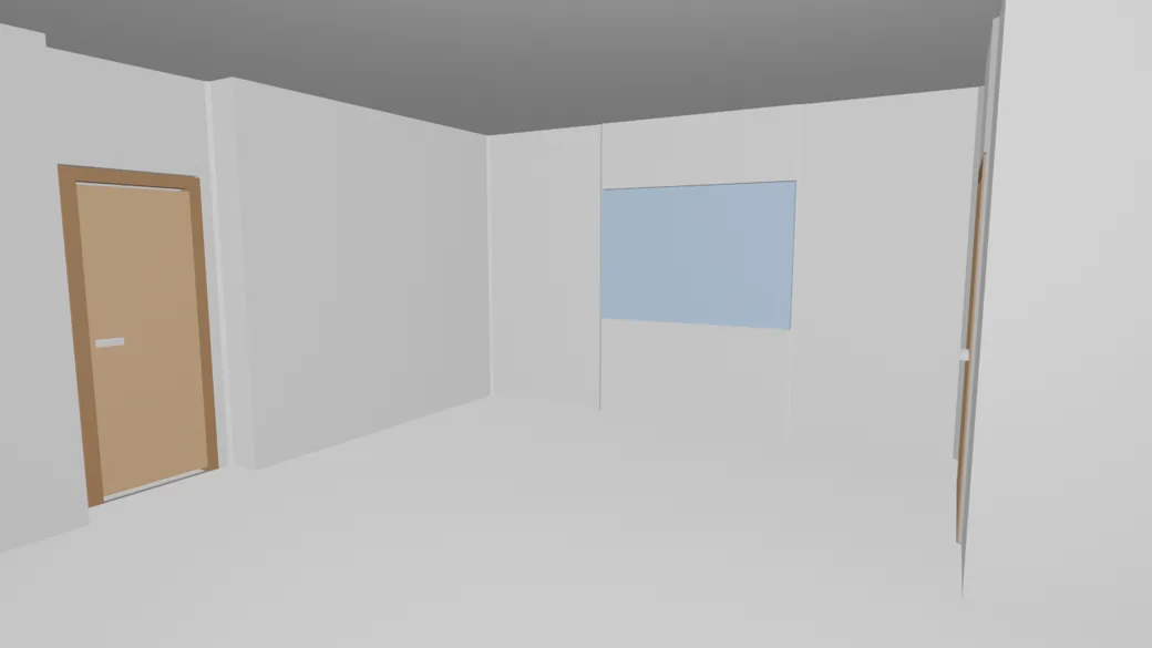 3D model of the dining area built from the plan