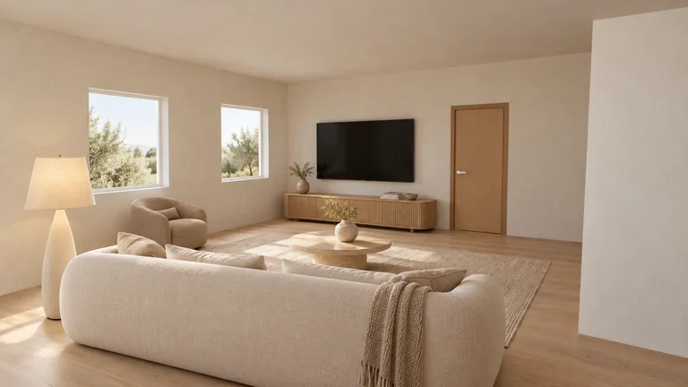Living room of our sample home, in the same open space