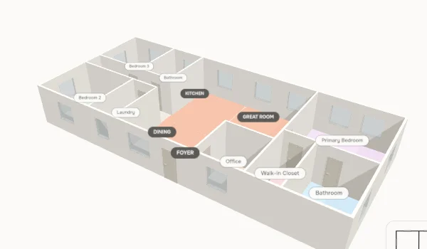 3D model of our sample home, seen from above